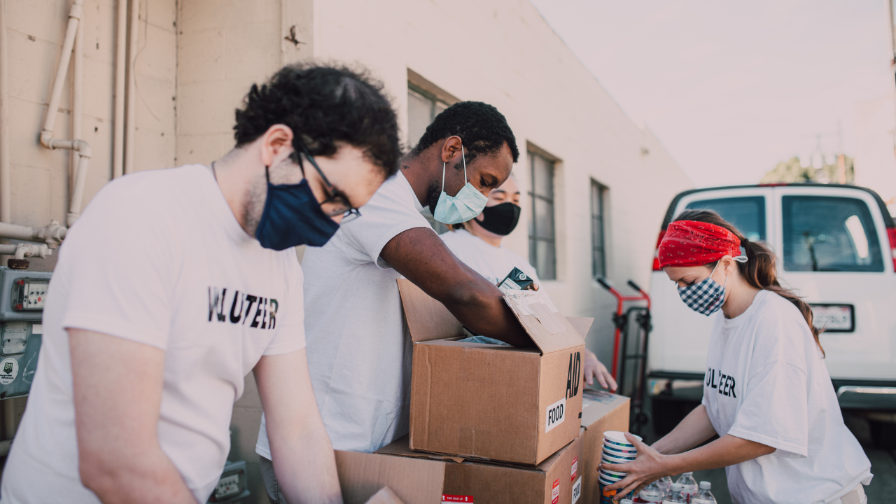 Volunteers helping community