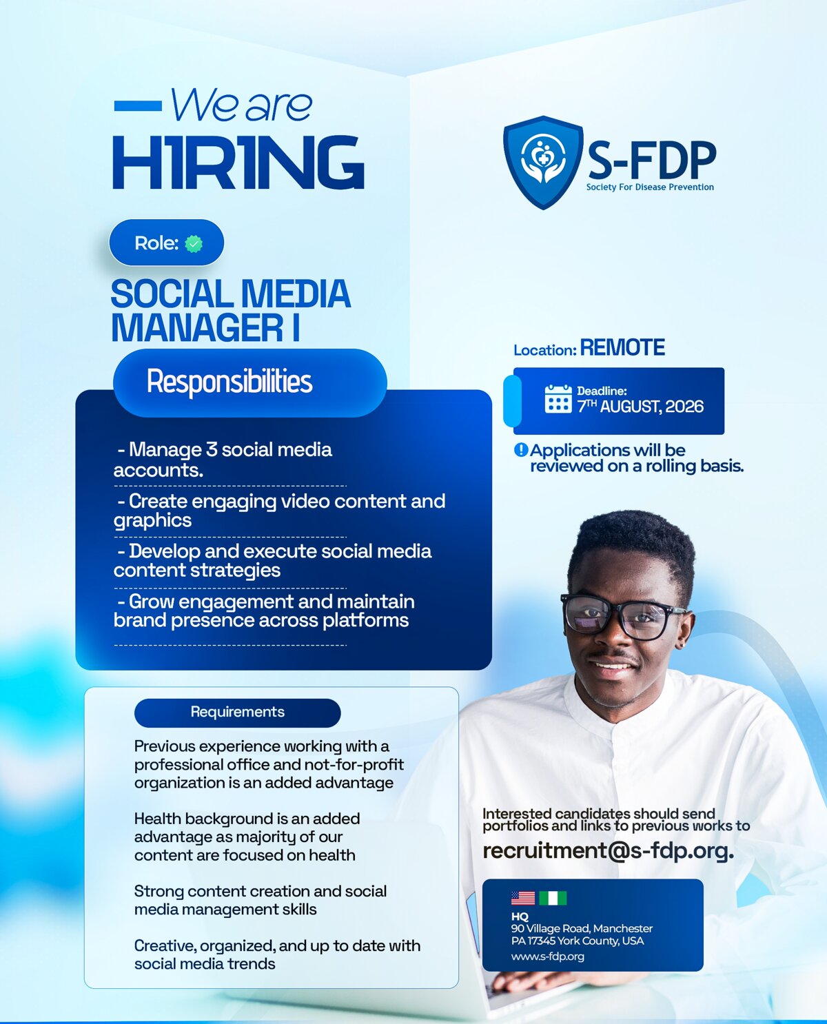 SFDP Social Media Manager I hiring flyer